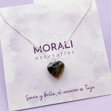 Cargar imagen en el visor de la galería, Dije Plata Corazón Cuarzo Ahumado
