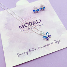 Cargar imagen en el visor de la galería, Juego Plata Mariposa Azul Lila
