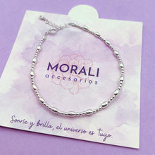 Cargar imagen en el visor de la galería, Pulsera Plata Balines Grano Arroz
