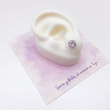 Cargar imagen en el visor de la galería, Aretes Plata Circón Redondo 8 mm
