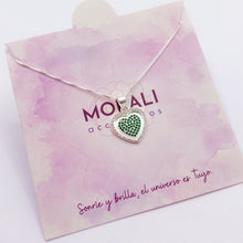 Cargar imagen en el visor de la galería, Dije Plata Corazón Circones Verdes
