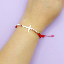 Cargar imagen en el visor de la galería, Pulsera Plata Cruz y Balines

