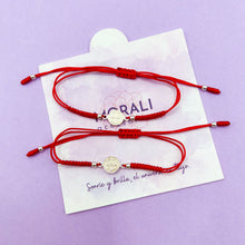 Cargar imagen en el visor de la galería, Pulseras Plata Pareja San Benito Roja
