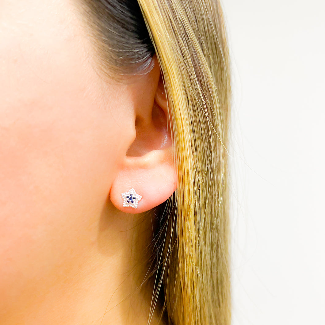 Aretes Plata Estrellita Azul