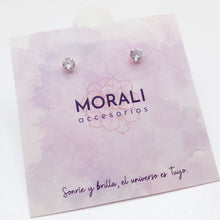 Cargar imagen en el visor de la galería, Aretes Plata Circón Redondo 6 mm
