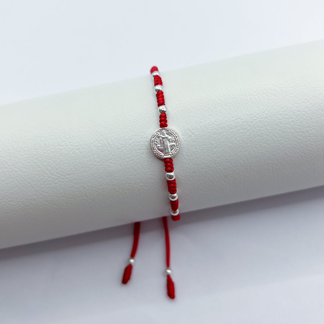 Pulseras Plata San Benito Hilo Rojo