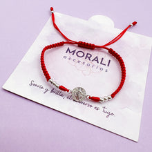 Cargar imagen en el visor de la galería, Pulsera Plata San Benito Roja
