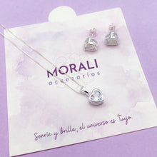 Cargar imagen en el visor de la galería, Juego Plata Corazón Circón Cristal
