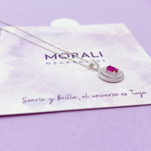 Cargar imagen en el visor de la galería, Dije Plata Oval Circones Fucsia
