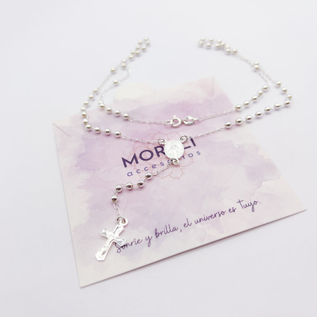 Rosario Plata Virgen Milagrosa Balín 3 mm