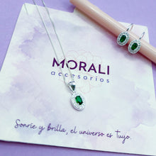 Cargar imagen en el visor de la galería, Juego Plata Circón Óvalo Verde
