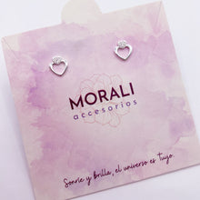 Cargar imagen en el visor de la galería, Aretes Plata Dos Corazones

