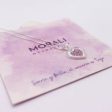 Cargar imagen en el visor de la galería, Dije Plata Corazón Circones Fucsia
