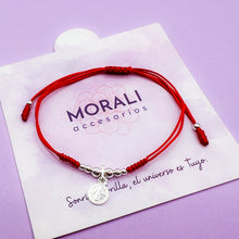 Cargar imagen en el visor de la galería, Pulsera Plata Medalla San Benito Roja
