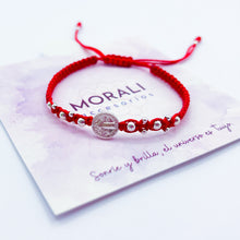 Cargar imagen en el visor de la galería, Pulsera Plata San Benito Tejida Roja
