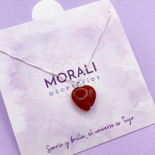 Cargar imagen en el visor de la galería, Dije Plata Corazón Ágata Naranja

