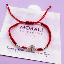 Cargar imagen en el visor de la galería, Pulsera Plata San Benito Roja
