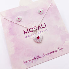Cargar imagen en el visor de la galería, Juego Plata Corazón Fucsia
