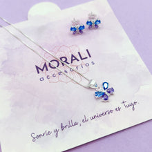 Cargar imagen en el visor de la galería, Juego Plata Mariposa Azul Lila
