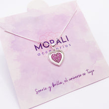 Cargar imagen en el visor de la galería, Dije Plata Corazón Circones Fucsia
