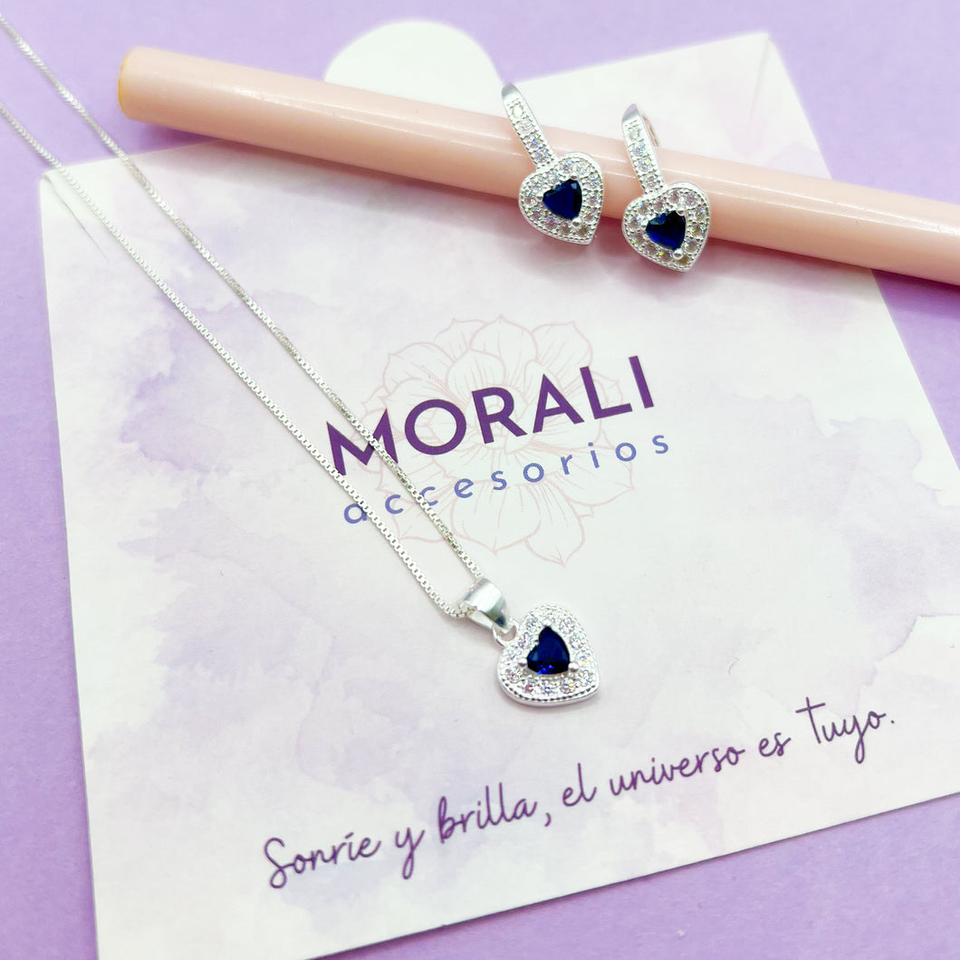 Juego Plata Corazón Azul