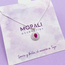 Cargar imagen en el visor de la galería, Dije Plata Oval Circones Fucsia
