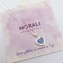 Cargar imagen en el visor de la galería, Dije Plata Corazón Circones Azules

