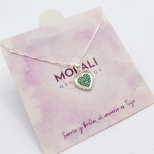 Cargar imagen en el visor de la galería, Dije Plata Corazón Circones Verdes
