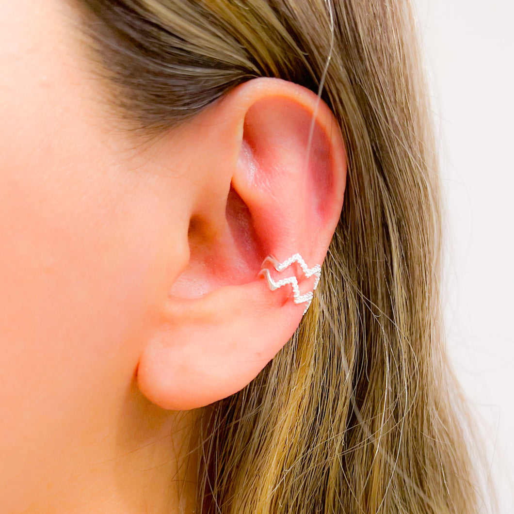 Ear Cuff Plata Duo ZigZag