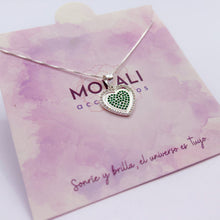 Cargar imagen en el visor de la galería, Dije Plata Corazón Circones Verdes

