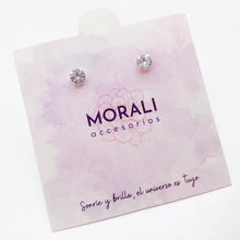 Cargar imagen en el visor de la galería, Aretes Plata Circón Redondo 7 mm
