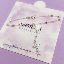 Cargar imagen en el visor de la galería, Pulsera Plata Denario Virgen Guadalupe 3 mm
