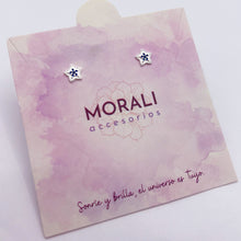 Cargar imagen en el visor de la galería, Aretes Plata Estrellita Azul

