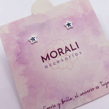 Cargar imagen en el visor de la galería, Aretes Plata Estrellita Azul
