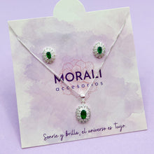 Cargar imagen en el visor de la galería, Juego Plata Circón Verde
