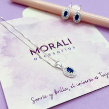 Cargar imagen en el visor de la galería, Juego Plata Circón Óvalo Azul
