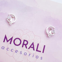 Cargar imagen en el visor de la galería, Aretes Plata Gato Circón
