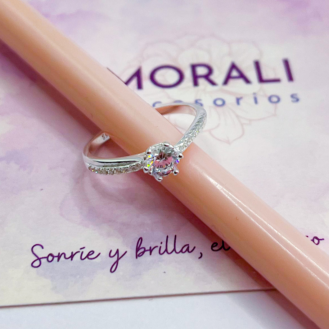Anillo Plata Compromiso Circón