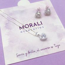 Cargar imagen en el visor de la galería, Juego Plata Corazón Circón Cristal
