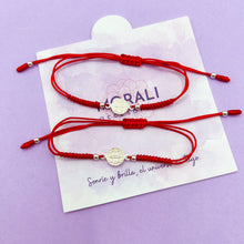 Cargar imagen en el visor de la galería, Pulseras Plata Pareja San Benito Roja
