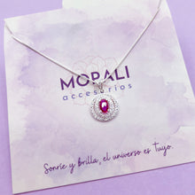 Cargar imagen en el visor de la galería, Dije Plata Oval Circones Fucsia
