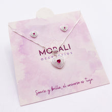 Cargar imagen en el visor de la galería, Juego Plata Corazón Fucsia
