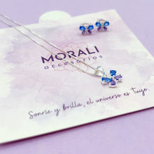 Cargar imagen en el visor de la galería, Juego Plata Mariposa Azul Lila
