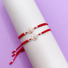 Cargar imagen en el visor de la galería, Pulseras Plata Pareja San Benito Roja

