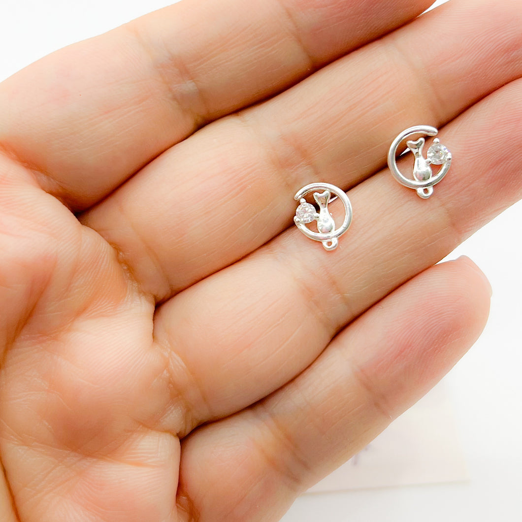 Aretes Plata Gato Circón