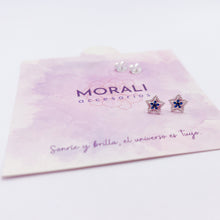Cargar imagen en el visor de la galería, Aretes Plata Estrellita Azul
