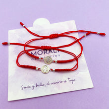 Cargar imagen en el visor de la galería, Pulseras Plata Pareja San Benito Roja
