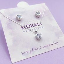 Cargar imagen en el visor de la galería, Juego Plata Corazón Circón Cristal
