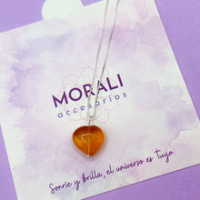 Cargar imagen en el visor de la galería, Dije Plata Corazón Ambar
