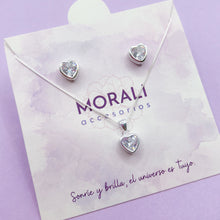 Cargar imagen en el visor de la galería, Juego Plata Corazón Circón Cristal
